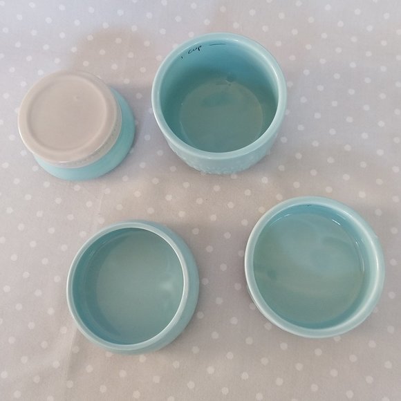 Cost Plus World Market Blue Ceramic Mason Jar Style Stackable Measuring Cups - Picture 9 of 11